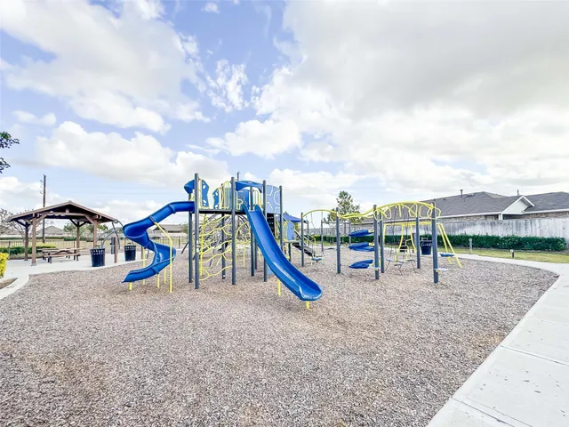 a view of a park with slide