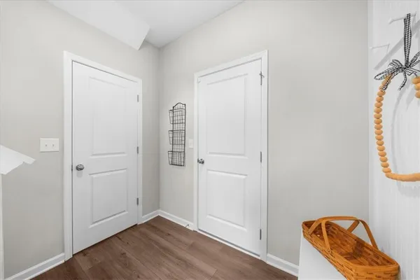 an empty room with windows