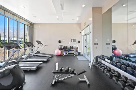 a view of a room with gym equipment
