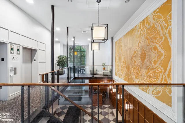 a view of a black and white checkered floor