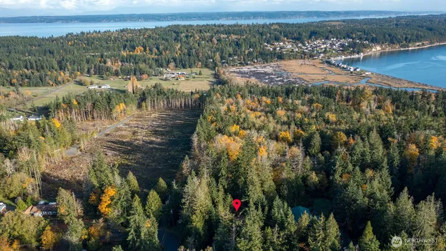 a view of a lake with a mountain in the background