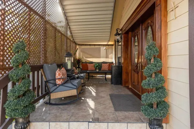 a view of yard with outdoor seating