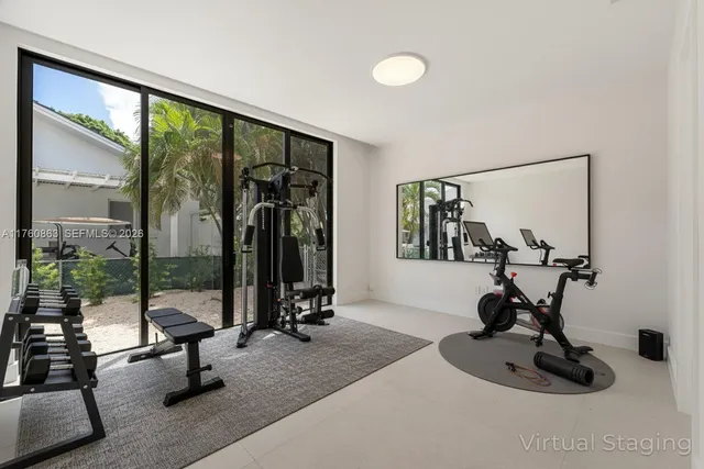a view of a room with gym equipment