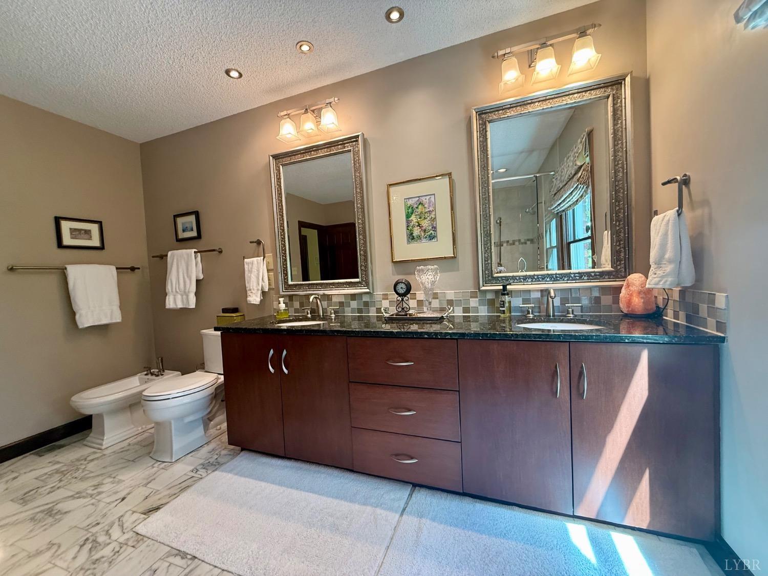 306 Quail Meadows Drive Forest, VA 24551 - Photo 24 of 57 a bathroom with a toilet a double vanity sink and a mirror