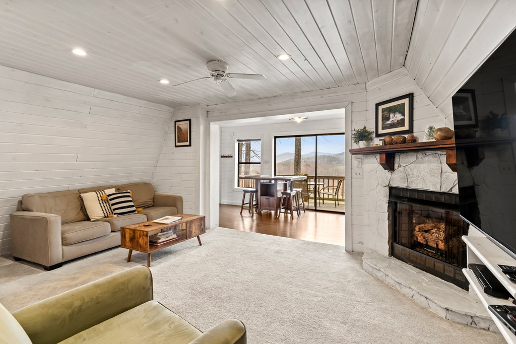 115 Barnhill Road Blairsville, GA 30512 - Photo 20 of 65 a living room with furniture a flat screen tv and a fireplace