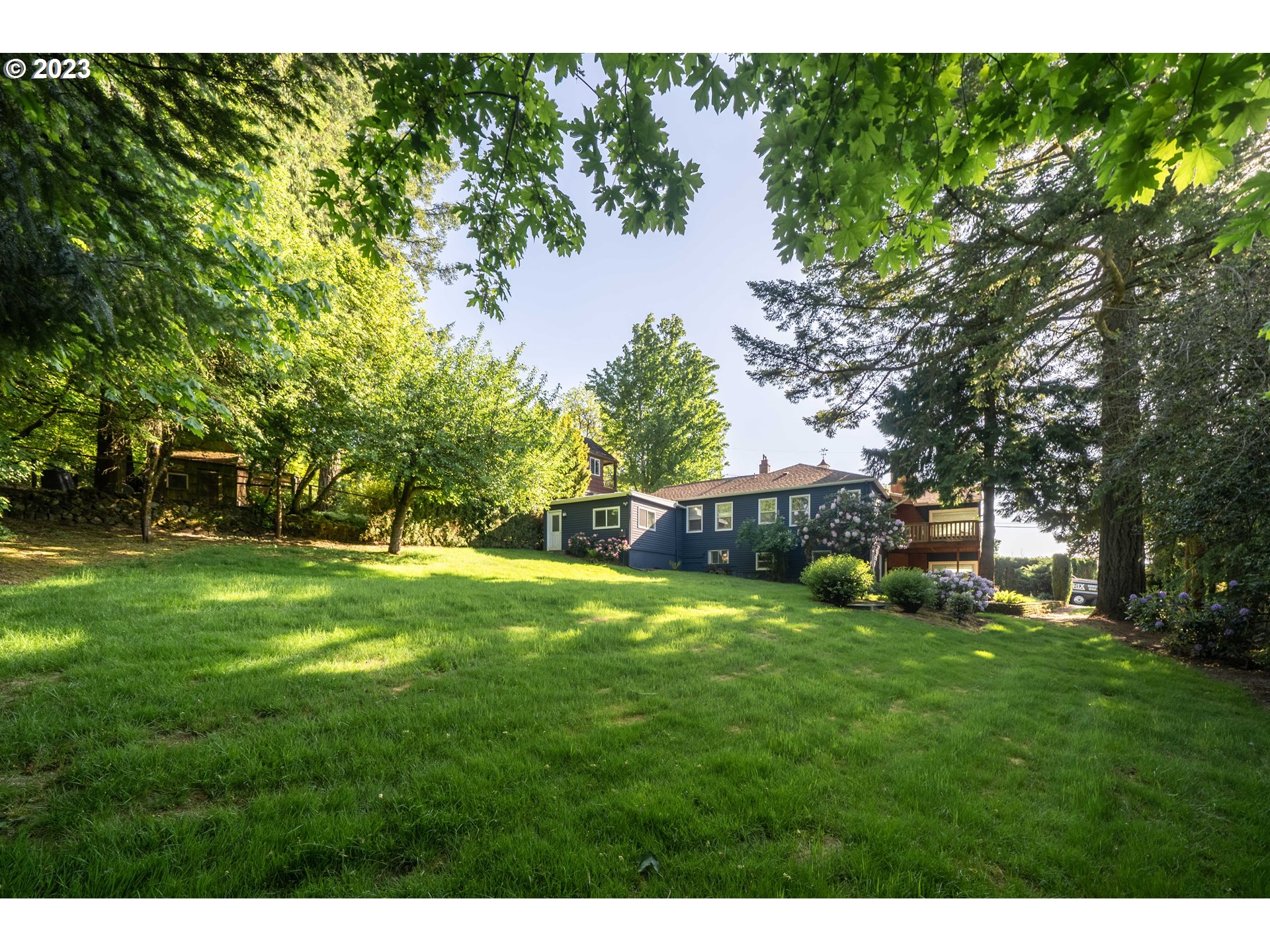 714 Northwest Skyline Crest Road Portland, OR 97229 - Photo 38 of 47 a backyard of a house with plants and large trees