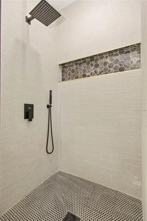 a bathroom with a shower