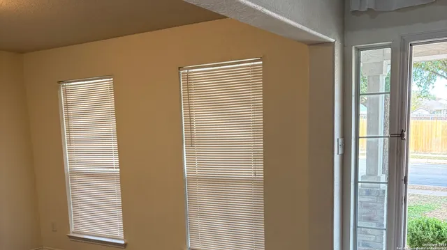 a view of a livingroom with a window