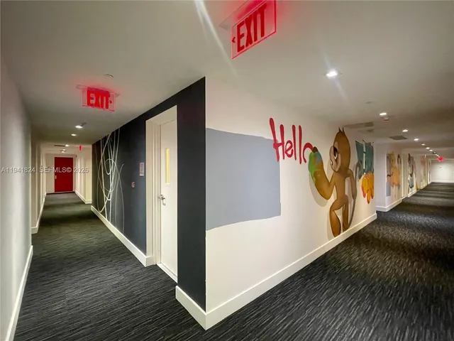 a view of a hallway with entryway