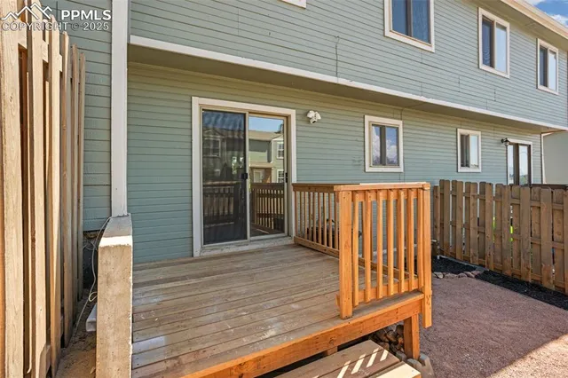 a view of a wooden deck