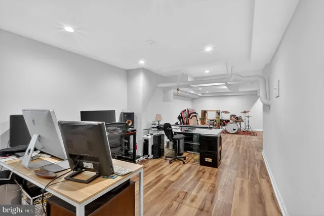 a view of a patio with furniture