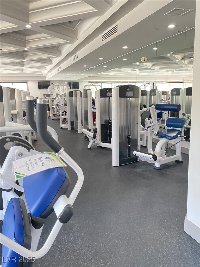 172 Tall Ruff Drive Las Vegas, NV 89148 - Photo 85 of 94 Exercise room featuring recessed lighting and visible vents