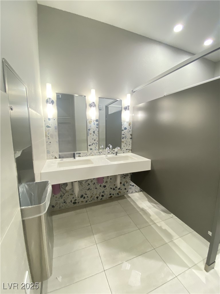 172 Tall Ruff Drive Las Vegas, NV 89148 - Photo 88 of 94 Bathroom featuring tile patterned flooring, recessed lighting, and a sink