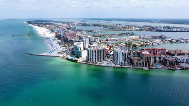 an aerial view of a house with a garden and lake view