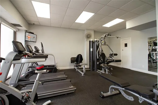 a view of a room with gym equipment