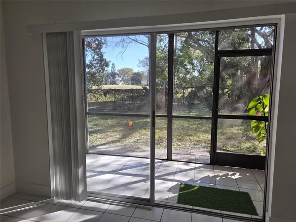 a view of a glass door with a door
