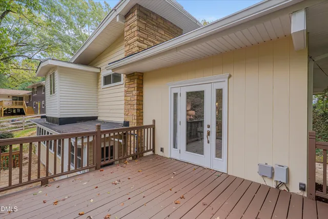a view of wooden deck