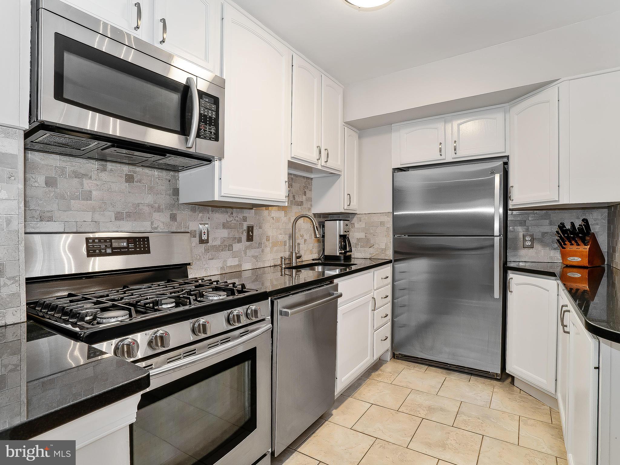 10205 Carson Place Silver Spring, MD 20901 - Photo 14 of 30 a kitchen with stainless steel appliances granite countertop a stove microwave and refrigerator