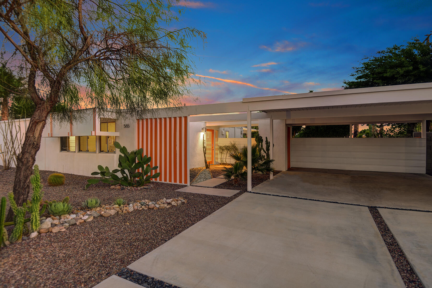 565 East Racquet Club Road Palm Springs, CA 92262 - Photo 3 of 38 FRONT OF HOUSE NIGHT MLS