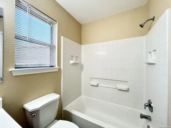 a bathroom with a toilet and a bathtub