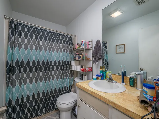 a bathroom with a sink toilet and a mirror