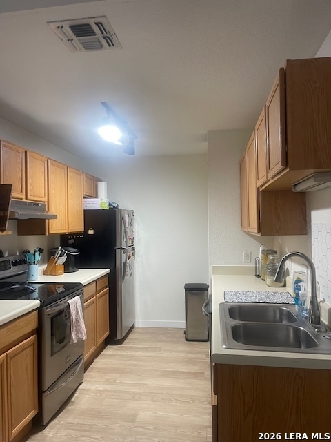3803 Maverick Crk Road San Antonio, TX 78247 - Photo 5 of 17 a kitchen with stainless steel appliances a sink a stove a microwave a sink a refrigerator and cabinets