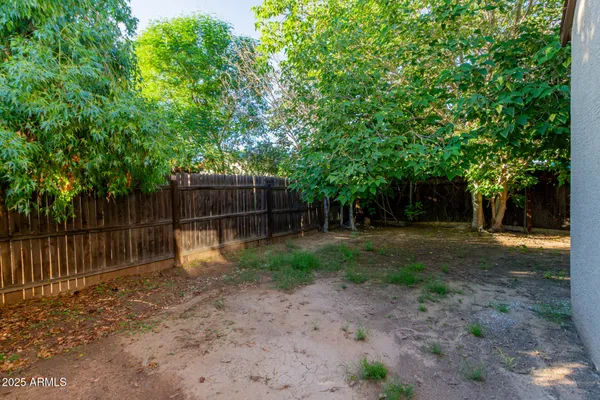 a backyard of a house with trees