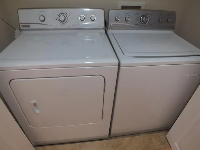 a close up view of washer and dryer
