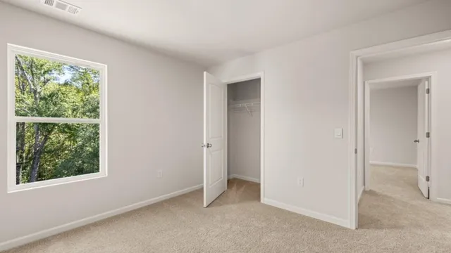 an empty room with windows