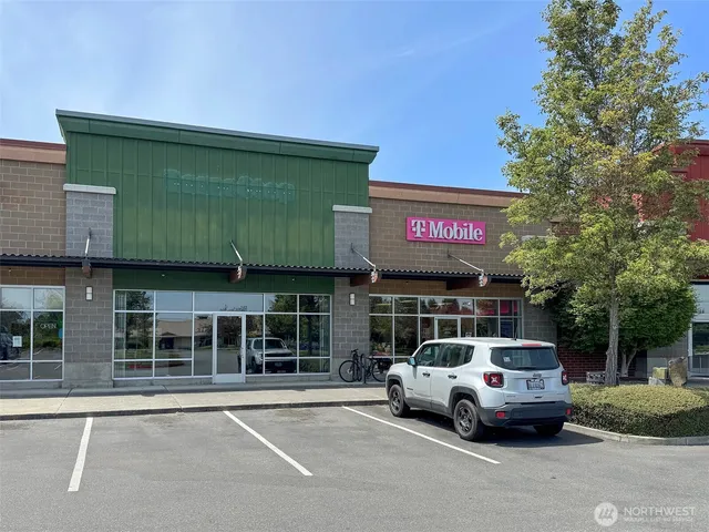 a front view of a building with street