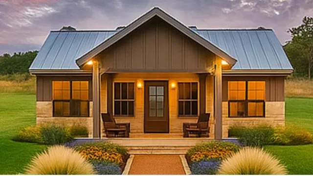 a front view of house with swimming pool and glass windows