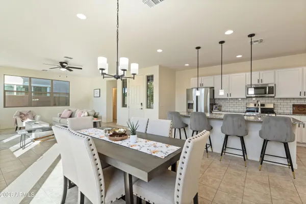 a view of a dining room and livingroom view