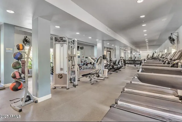 a view of a room with gym equipment