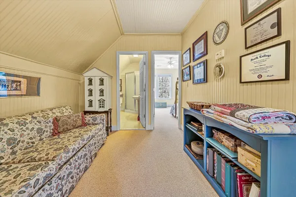 a view of a yard with palm trees