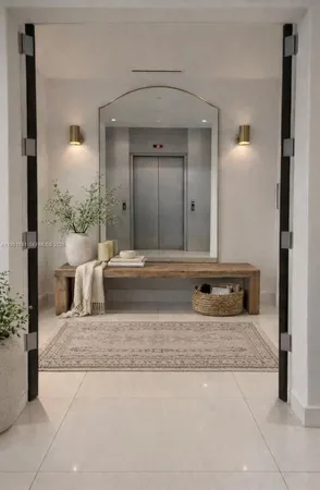 a view of a dining room with furniture and kitchen view