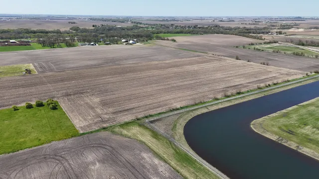 an aerial view of a yard