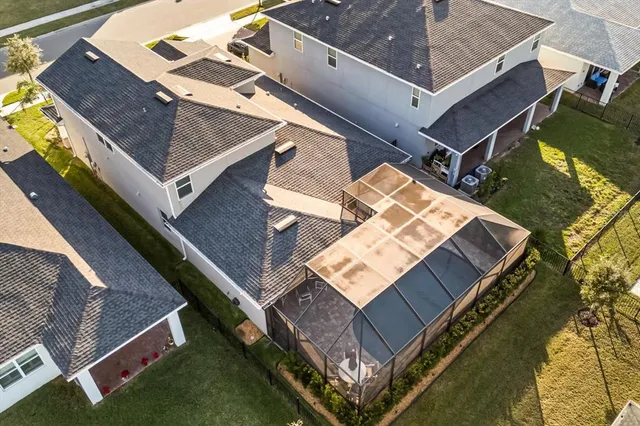 an aerial view of a house