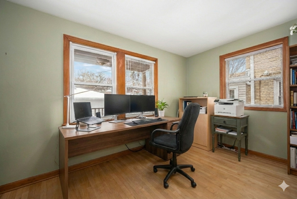 5706 North Mozart Street Chicago, IL 60659 - Photo 10 of 28 a view of a workspace with furniture and a window
