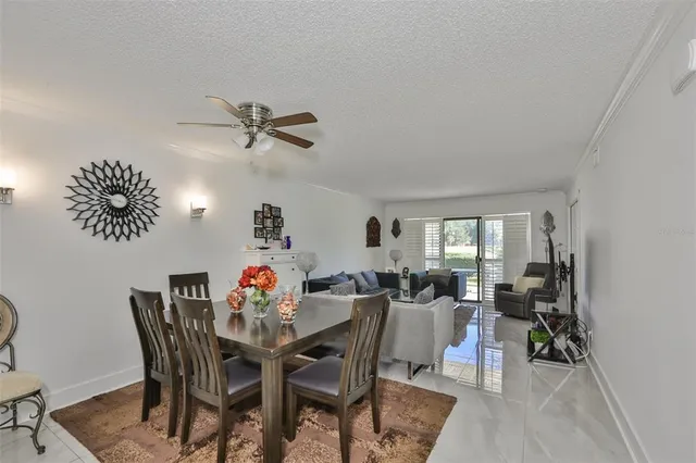 a dining room with furniture a rug and a chandelier