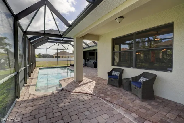a view of a porch with furniture
