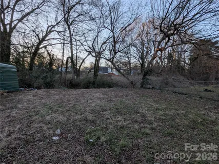 a big yard with large trees