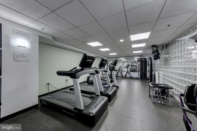 a view of a room with gym equipment