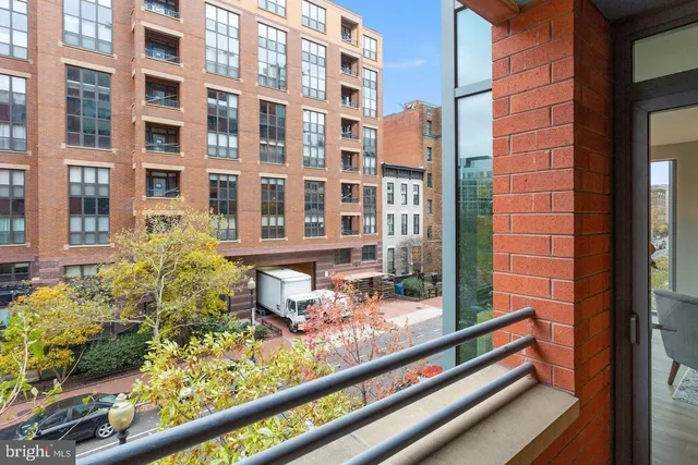 a view of a building from a window