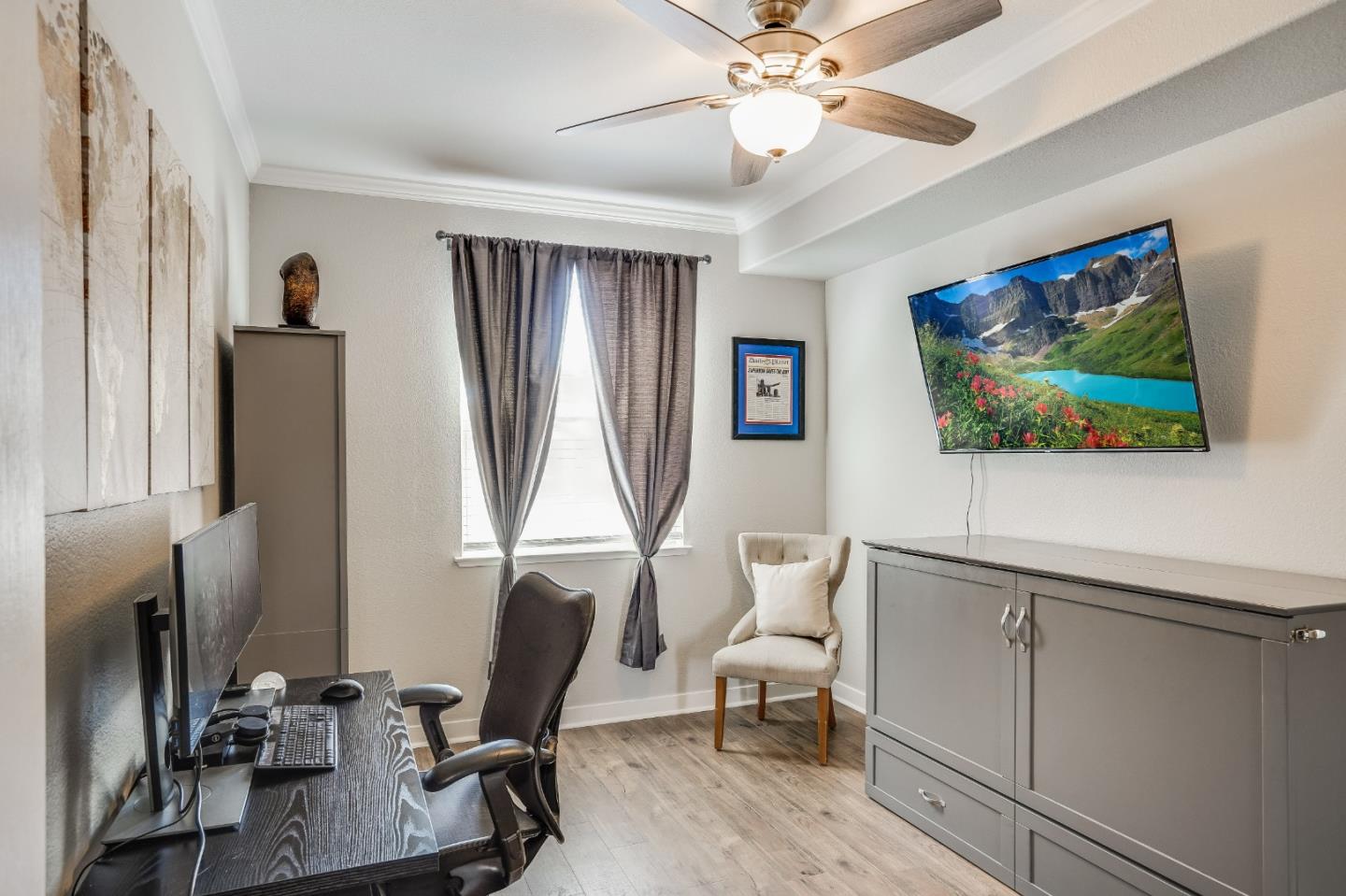 6132 Old Quarry Loop Oakland, CA 94605 - Photo 18 of 38 a view of a workspace with furniture and a window