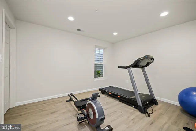 a view of a room with gym equipment