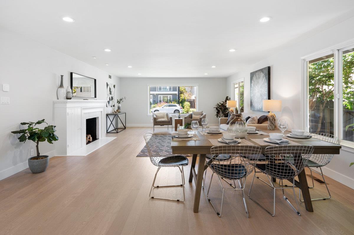 545 Alhambra Road San Mateo, CA 94402 - Photo 21 of 59 a view of a dining room with furniture window and wooden floor