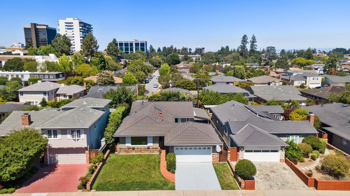 545 Alhambra Road San Mateo, CA 94402 - Photo 49 of 59 an aerial view of residential houses with outdoor space