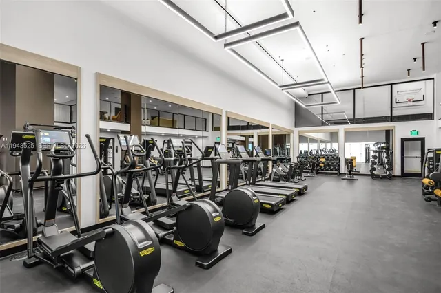 a view of a room with gym equipment