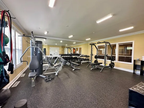 a view of a room with gym equipment
