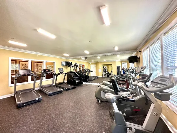 a view of a room with gym equipment